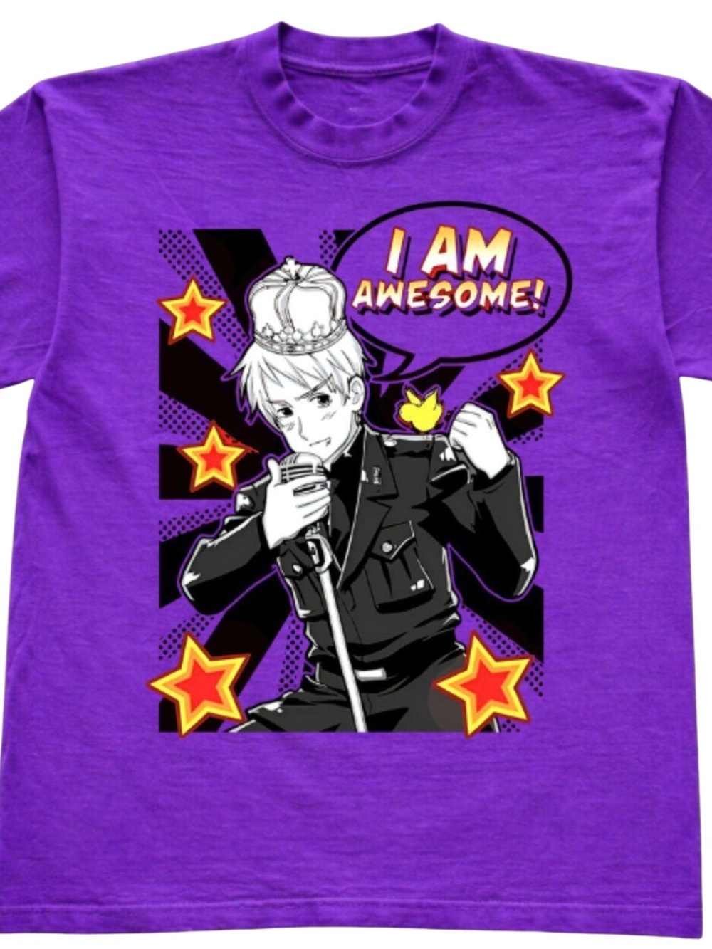 Gildan Purple Graphic Tee with Singer Illustration